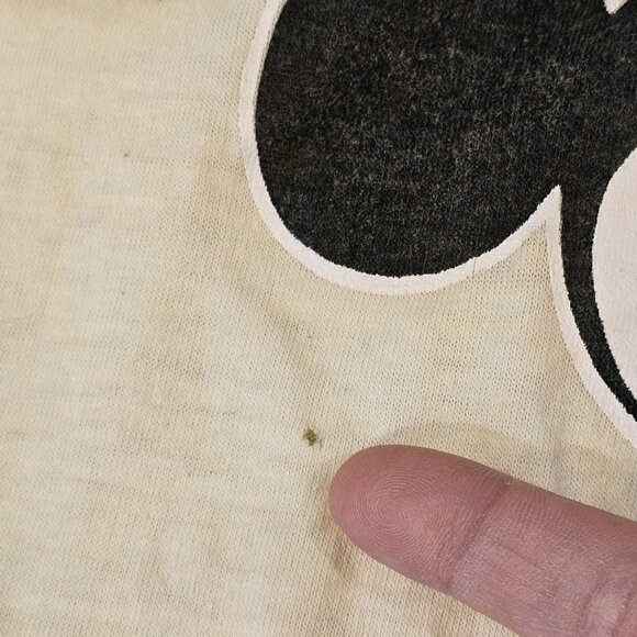 80s VTG Disney Mickey Mouse Tshirt Longsleeve Sz XS Thin Flawed Yellowed Signal - Picture 7 of 10